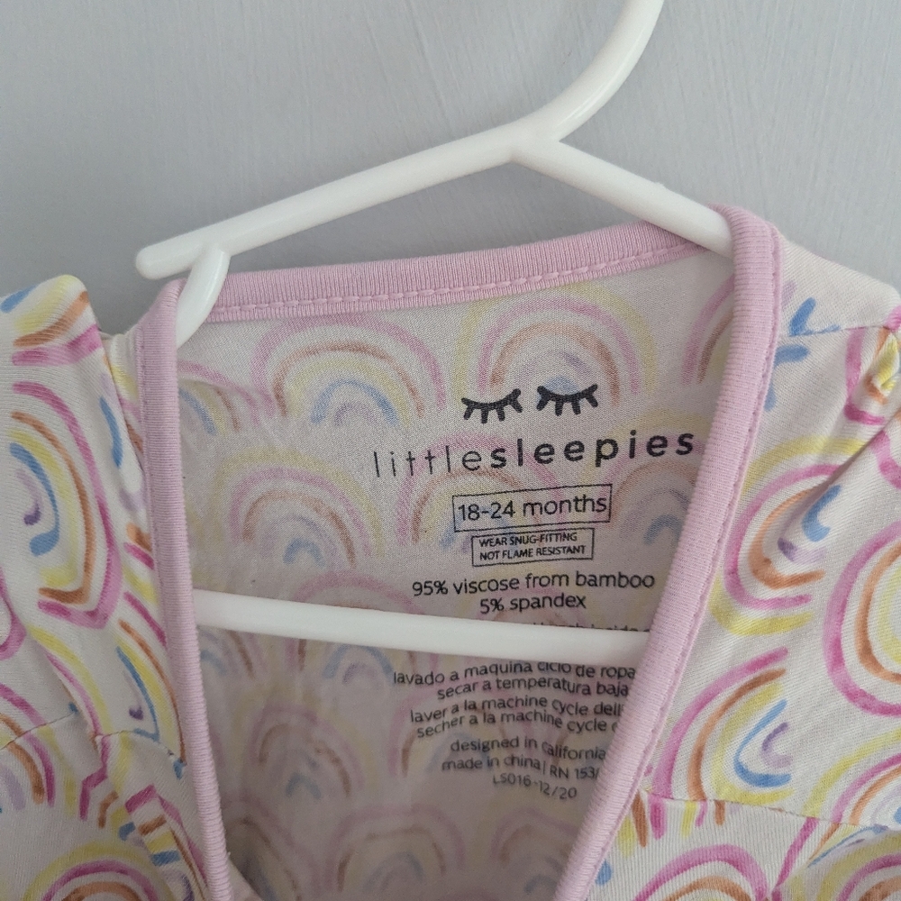 Little Sleepies Pink Rainbow Print Pajama Set - Picture 4 of 5